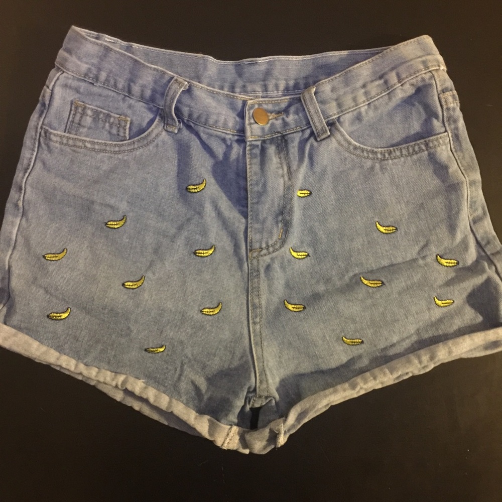 High-Waisted Banana Print Shorts